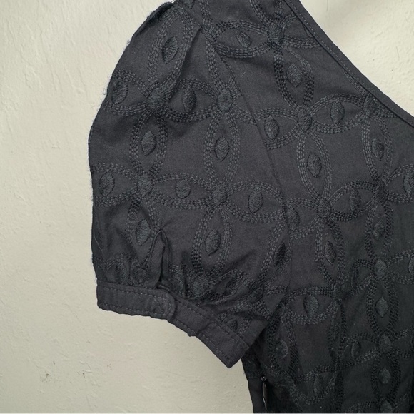 JUICY COUTURE Embroidered Shift Dress Black 100% Cotton A-Line Scoop Neck Size 6 - Picture 5 of 15